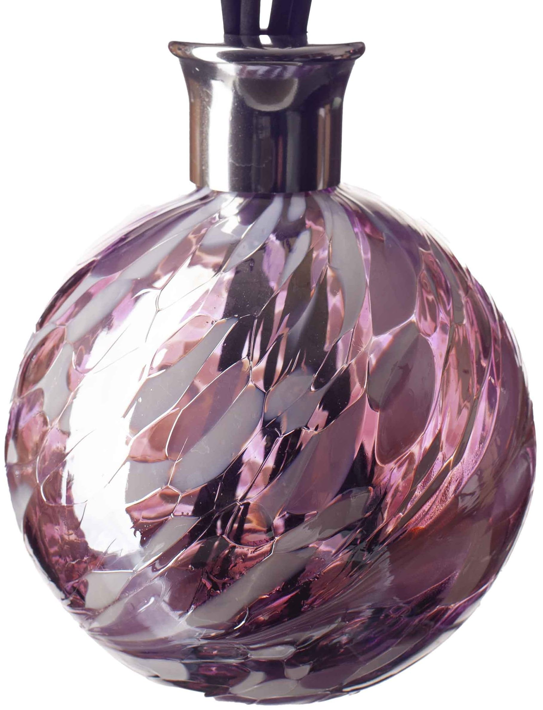 Amelia Art Glass Violet And White Reed Diffuser Large Sphere In Violet & White