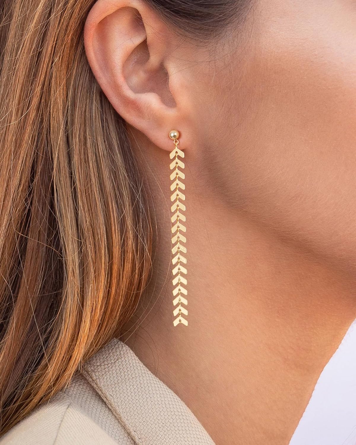 Dangle Earrings for Women - 14K Gold/White Gold/Rose Gold Plated Butterfly Heart Star Hoop Chain Long Tassel Cubic Zirconia CZ Dangle Earrings - Image 4