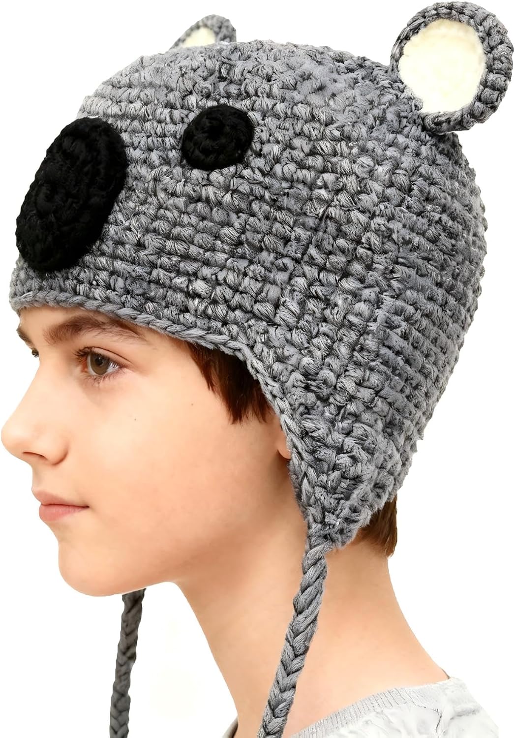 Handmade Knit Koala Hat Bear Ear Beanie Braid Earflap Warm Cap image 3