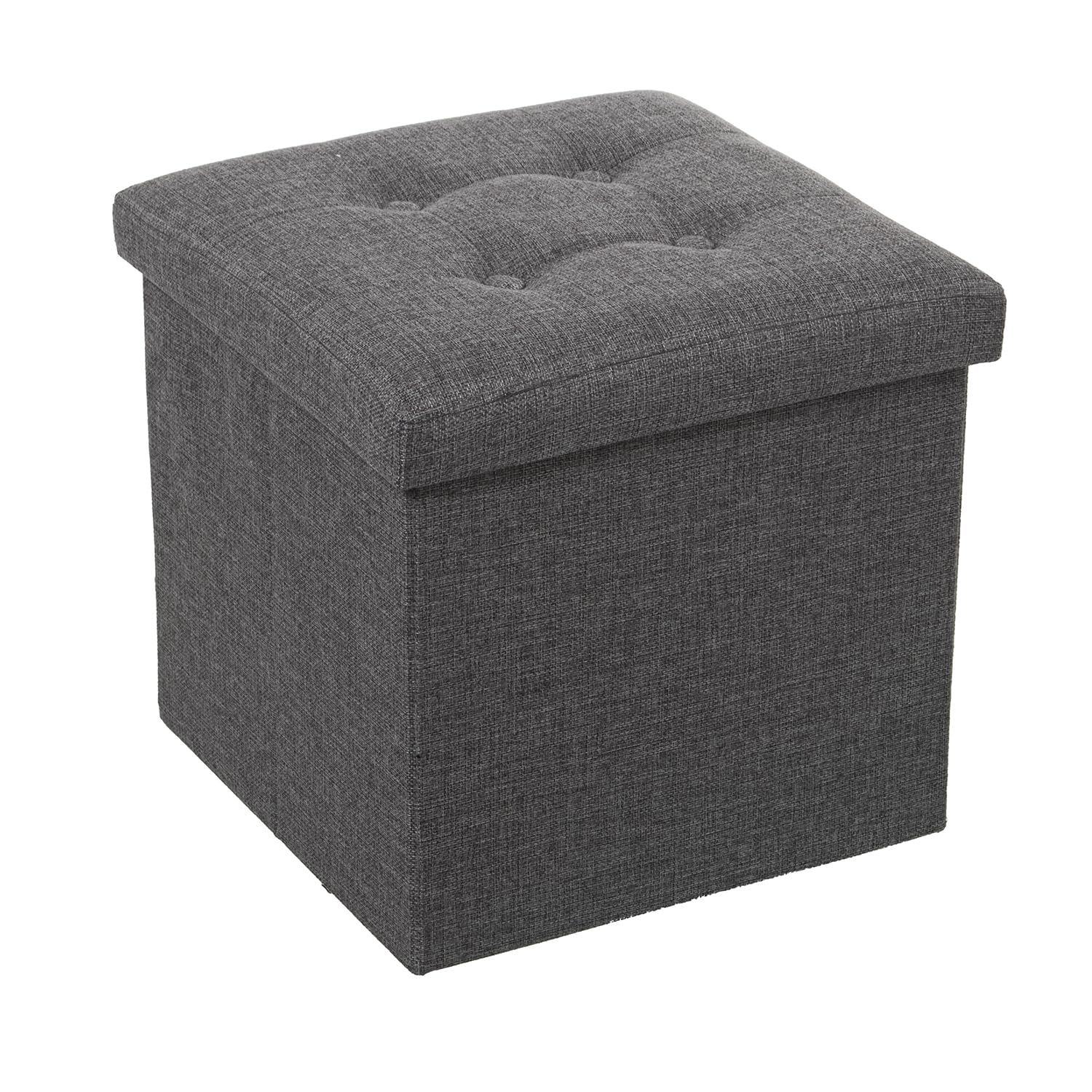 Pouf cube de rangement en tissu gris foncé DRW 38 cm pour petit espace