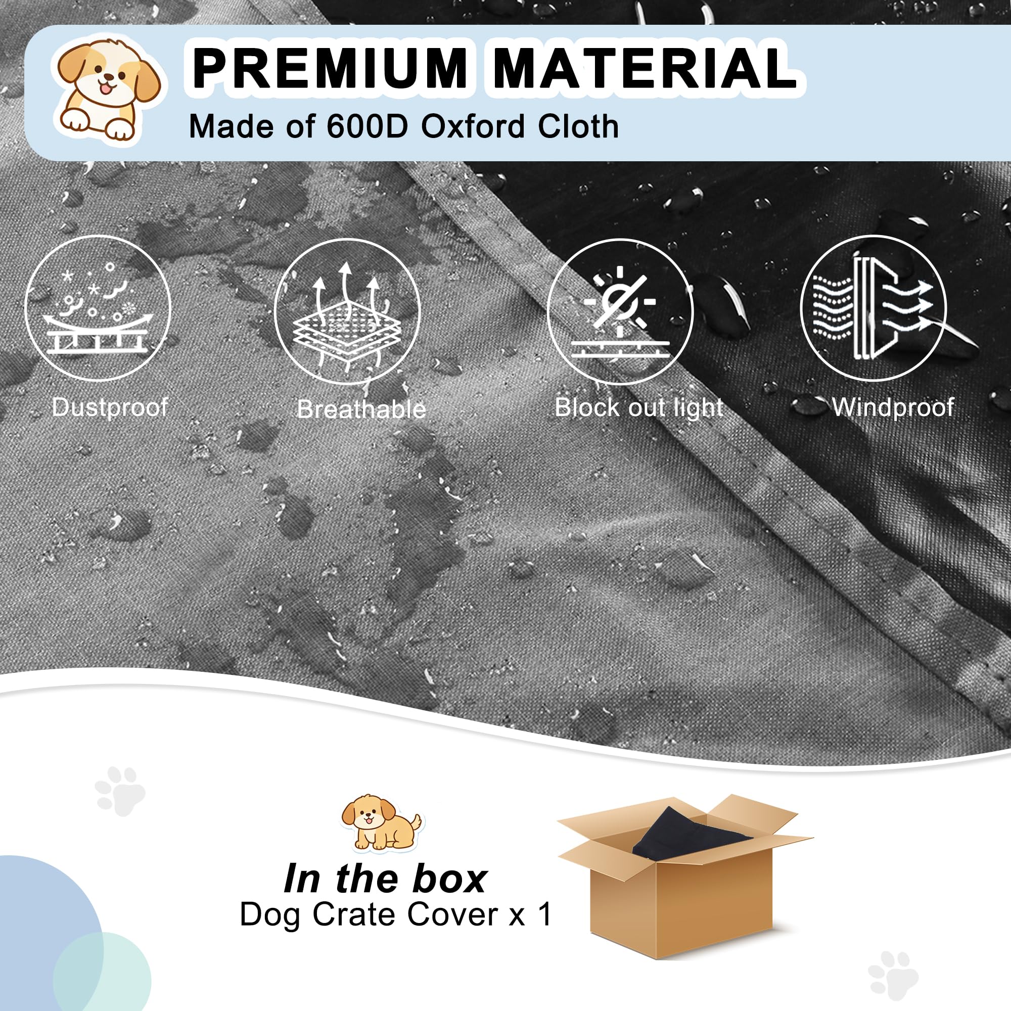 HiCaptain 42 inch Dog Crate Cover with Map Pocket, Heavy Duty Polyester Windproof Dog Kennel Cover, Universal Fit for 1 or 2 Door, Standard Metal Cage (Gray HiCaptain 42 inch Dog Crate Cover with Map Pocket, Heavy Duty Polyester Windproof Dog Kennel Cover, Universal Fit for 1 or 2 Door, Standard Metal Cage (Gray