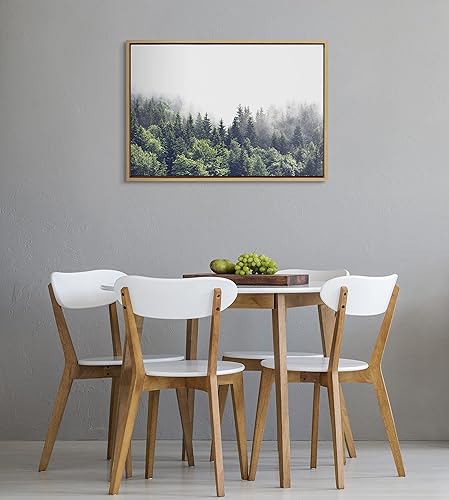 Miniatura 4 de Kate and Laurel Sylvie - Lienzo enmarcado con diseño de bosque verde exuberante en un día de niebla, arte de pared por The Creative Bunch Studio, 23