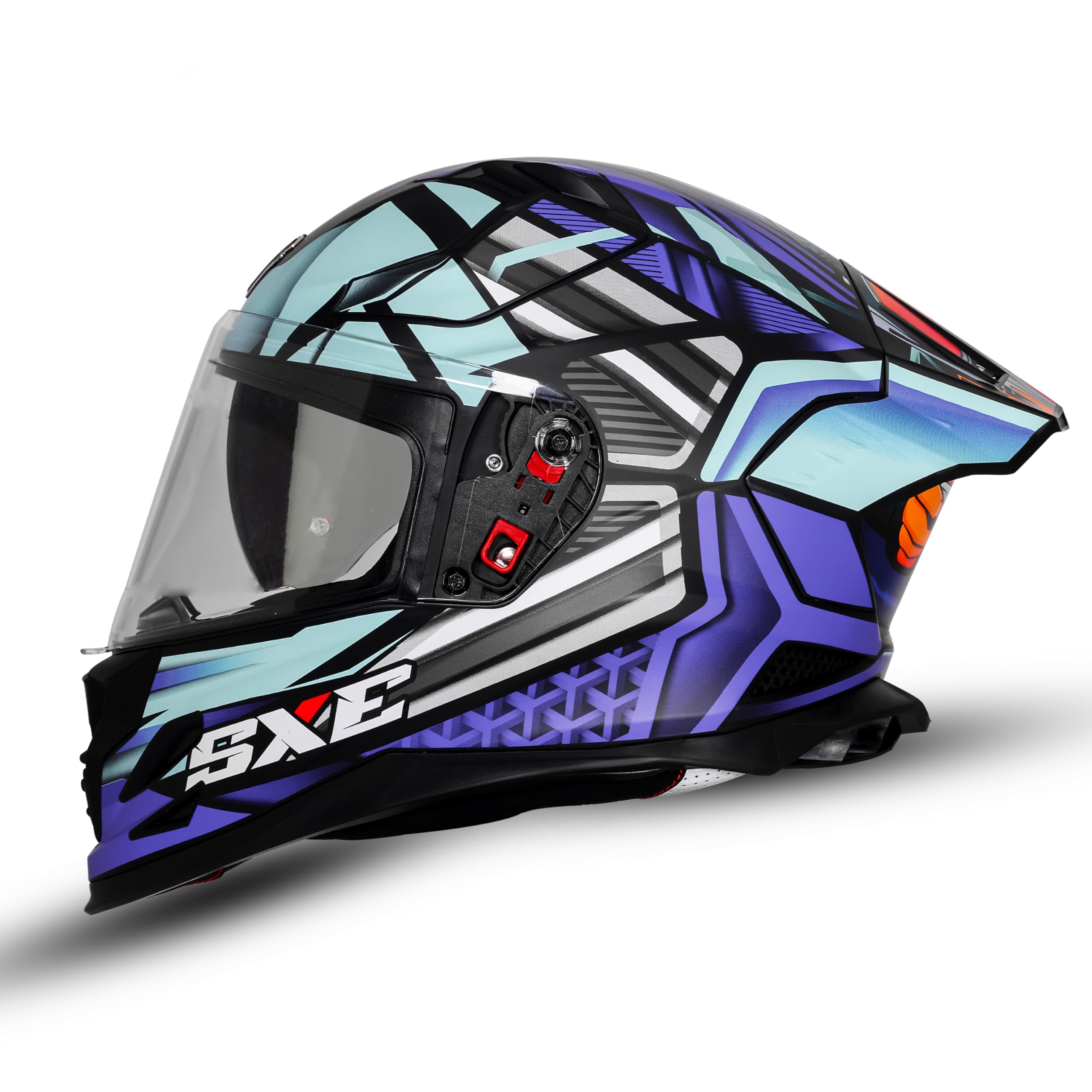 Steelbird SBH-61 SXE X4 Pinlock ISI and Dot Certified Full Face Graphic Helmet for Men and Women with Inner Silver Sunshield (X-Large 620 MM, Glossy Black Jazz Blue)-image-25