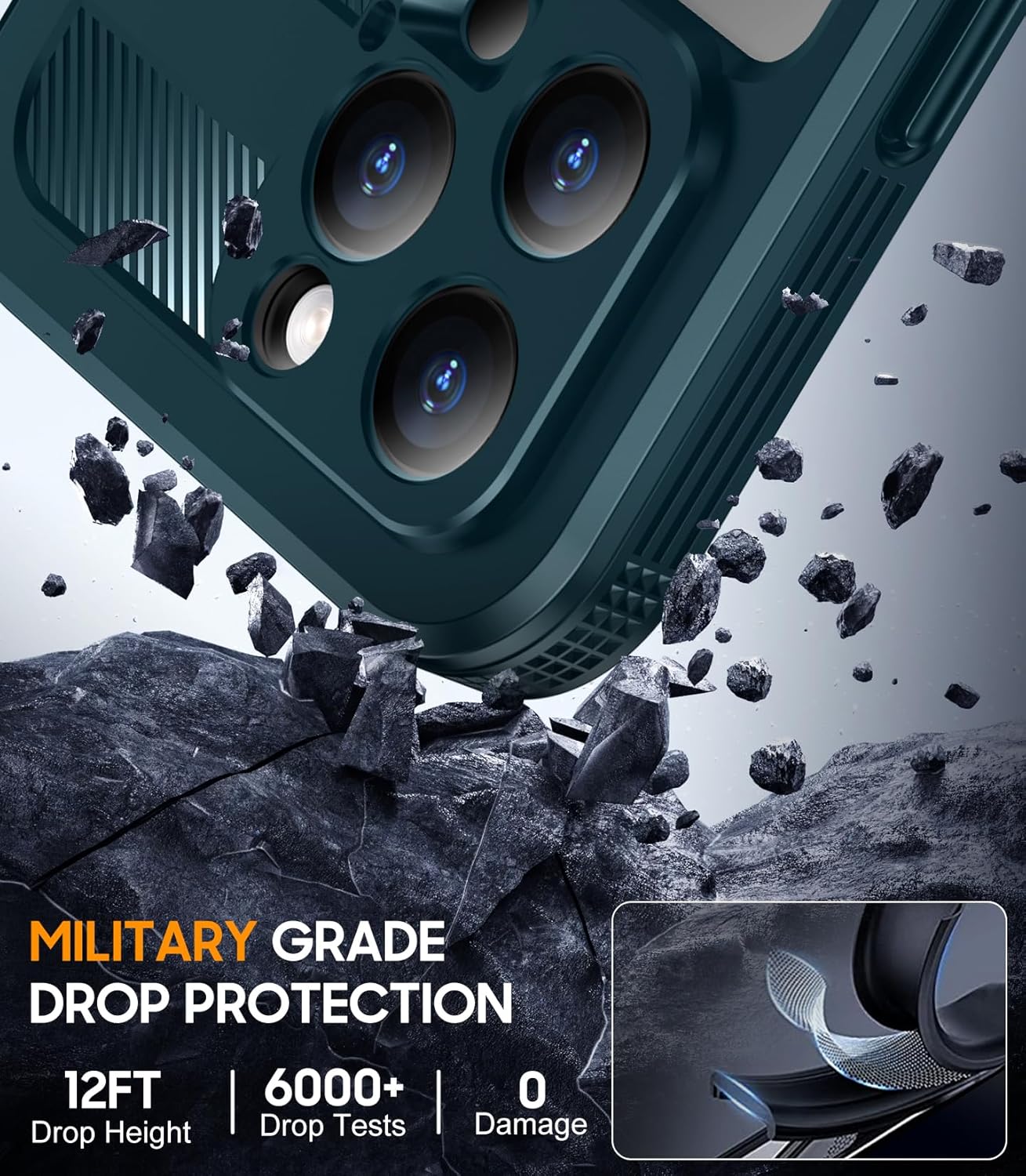 Red2Fire Magnetic for iPhone 16 Pro Max Case Waterproof, [Built-in Screen Protector][Compatible with MagSafe] [Full Body Shockproof] [Dustproof] Heavy Duty Rugged Phone Cover 6.9" Blue