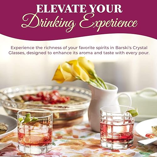 Miniatura 6 de Barski Vasos de whisky  Doble Old Fashioned Rocks Glass  Juego de 4 vasos de cristal DOF  para whisky  Bourbon  Agua  Bebidas  Vasos para beber  11