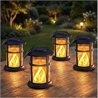 Otdair 4 Pack Solar Lanterns Outdoor Waterproof, Upgraded Flickering Fla...