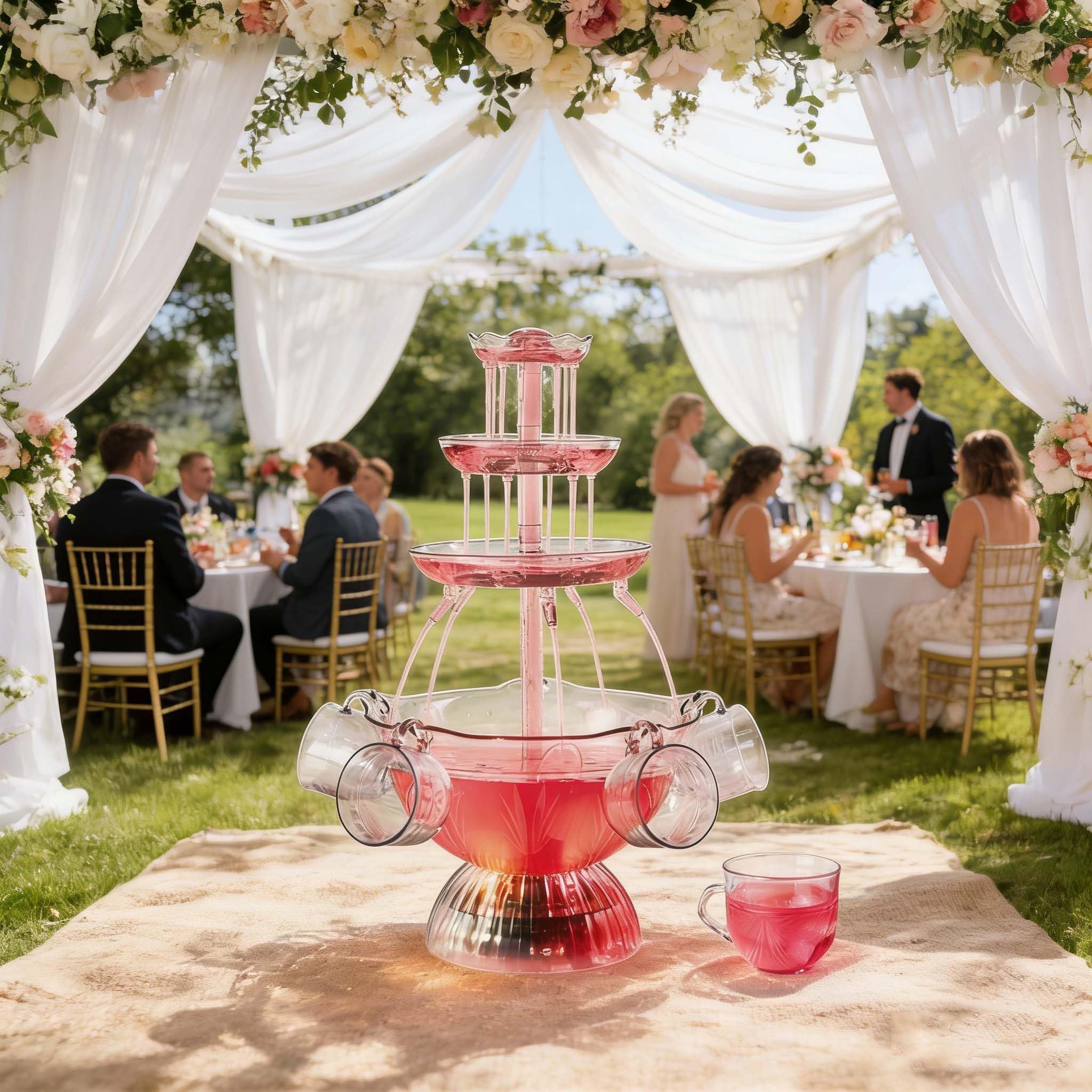 Fuente de bebidas para fiestas y bares, incluye vasos reutilizables, ideal para eventos y reuniones