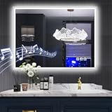 SBAGNO 32&apos;&apos;x24&apos;&apos; LED Bathroom Mirror with Lights&comma; Bathroom Vanity Wall Mirror with Bluetooth&comma; Anti-Fog&comma; Stepless Dimmable&comma; 3 Colors&comma; Tempered Glass Lighted Vanity Smart Mirror for Bathroom