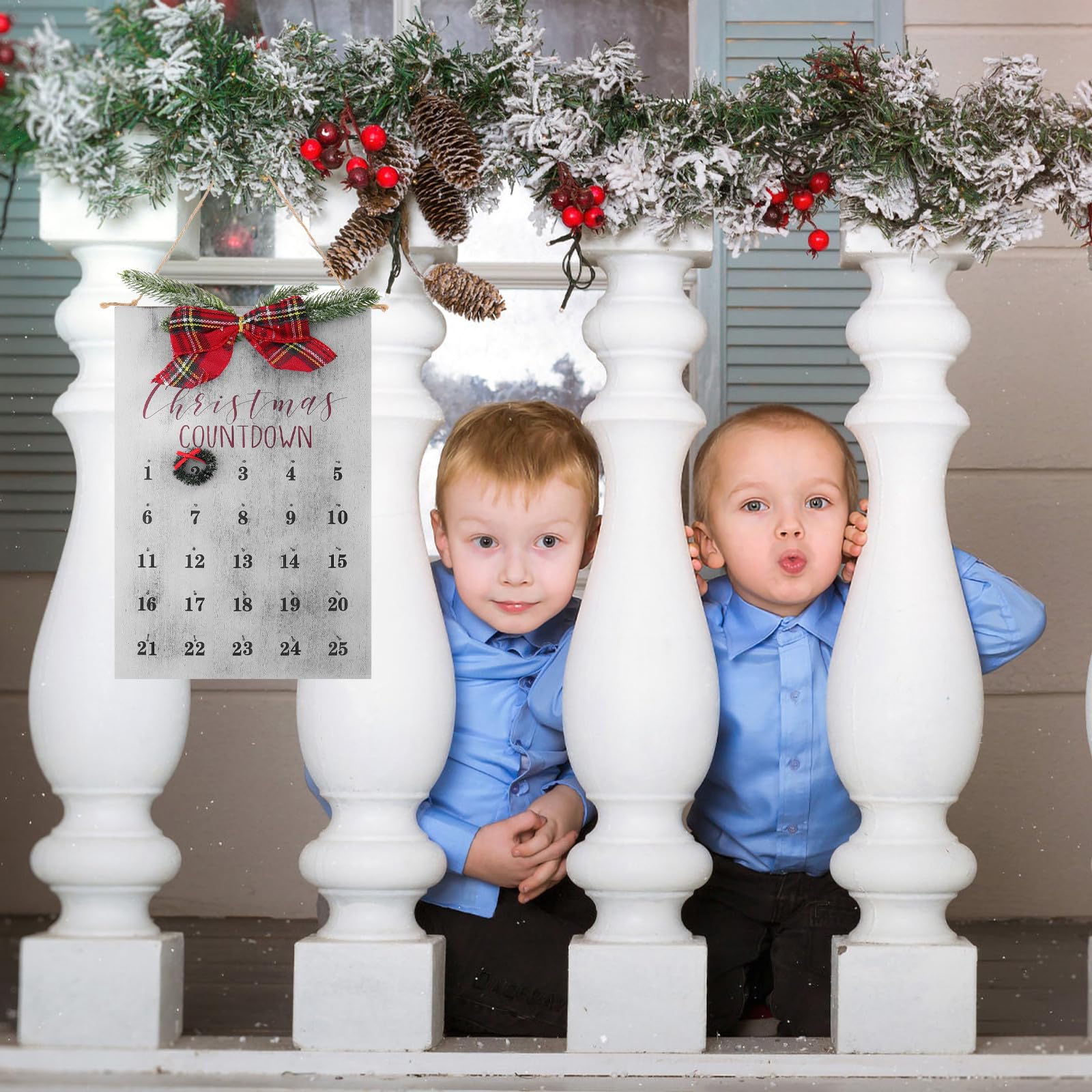 TOYANDONA Weihnachtskranz Kalender mit Countdown aus Dichteplatte für