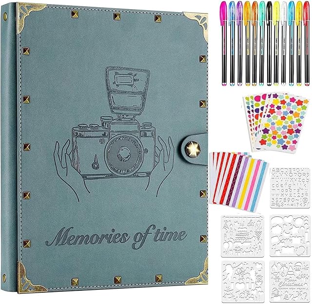 ZEEYUAN Photo Album Scrapbook Rivets DIY Memory Book with writing space as Album for Baby/Bridal/Wedding/Anniversary/Travel