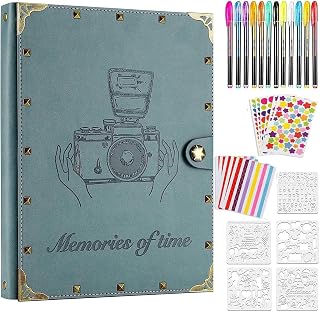 ZEEYUAN Fotoalbum Nieten Scrapbook Selbstgestalten 60 Nachfüllseiten Vintages Fotobuch zum Einkleben mit Zubehör als Geschenk zum Muttertag, Weihnachte, Geburtstag Freunde und Familie