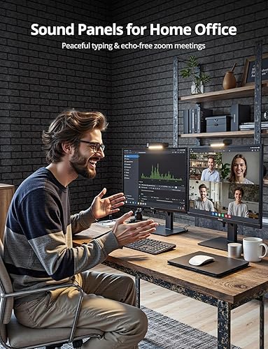 Miniatura 4 de Paneles de pared acústicos, paneles de pared con patrón de ladrillo, panel de absorción de sonido para techo, puerta, pelado, paquete de 12 unidades