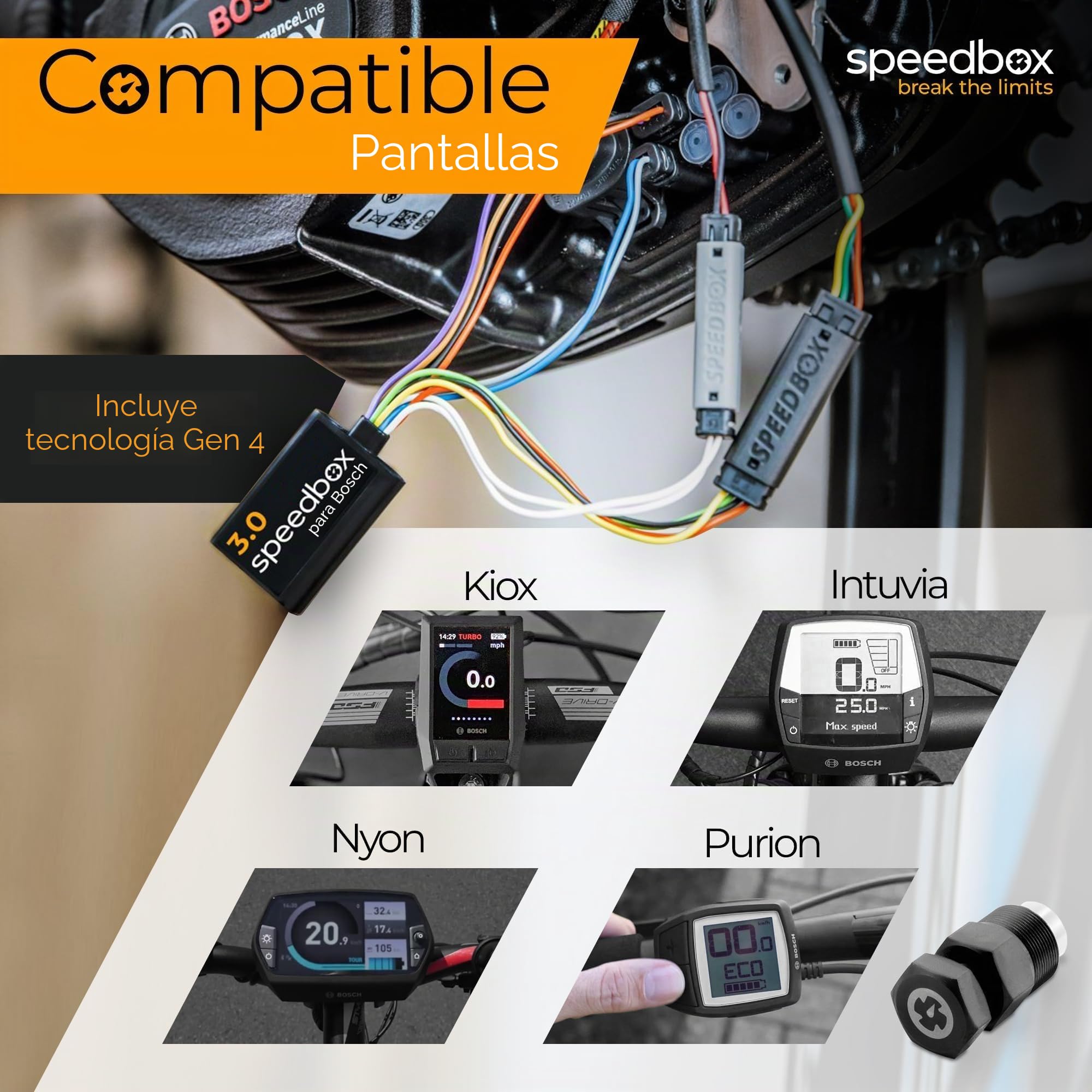 SpeedBox 3.0 Compatible con Bosch + Extractor de bielas/Tuning E-Bike para desbloquear el limitador de Velocidad de los Motores eléctricos Bosch 2017-2024 / Velocidad ilimitada