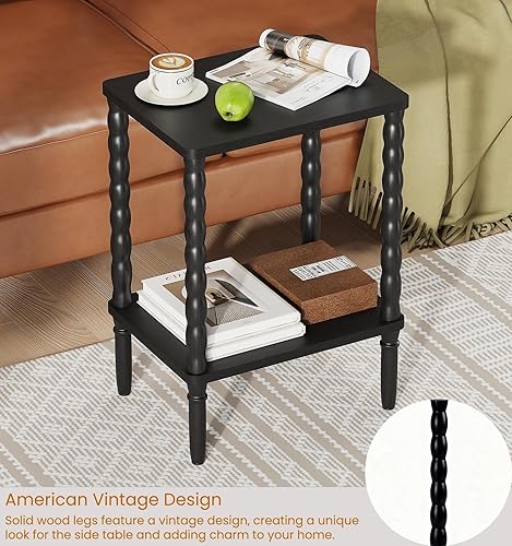 Vista 6 de Mesa auxiliar, mesa auxiliar pequeña y estrecha para dormitorio, sala de estar y espacios pequeños, mesita de noche delgada, mesa auxiliar de sofá