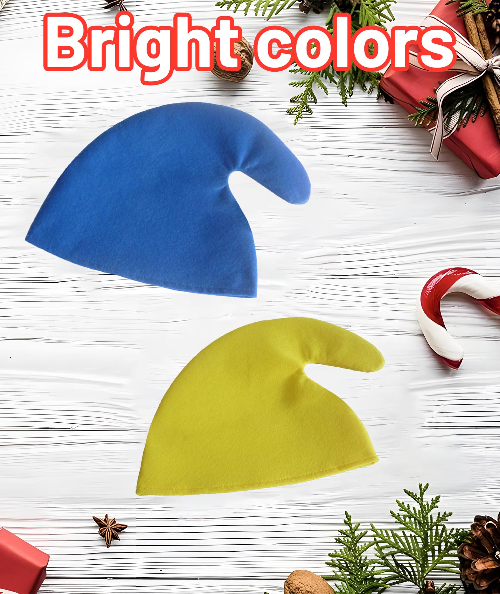 Buildcon 3 Pcs Santa Hat Set, christmas cap, Christmas Decorations for Adults & Kids, Festive Santa Claus Hat for Christmas Party, Themed Events, Cosplay and Home Decor (Red, Yellow, Blue) 2