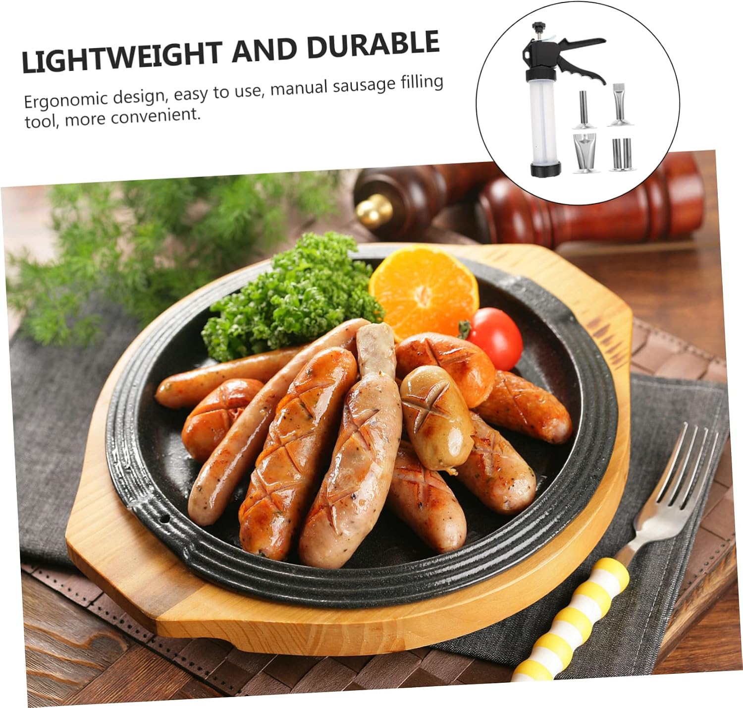 COLLBATH Non-rusting Sausage Stuffer Meat Grinder for Home Sausage Making Tools Food Grade Materials