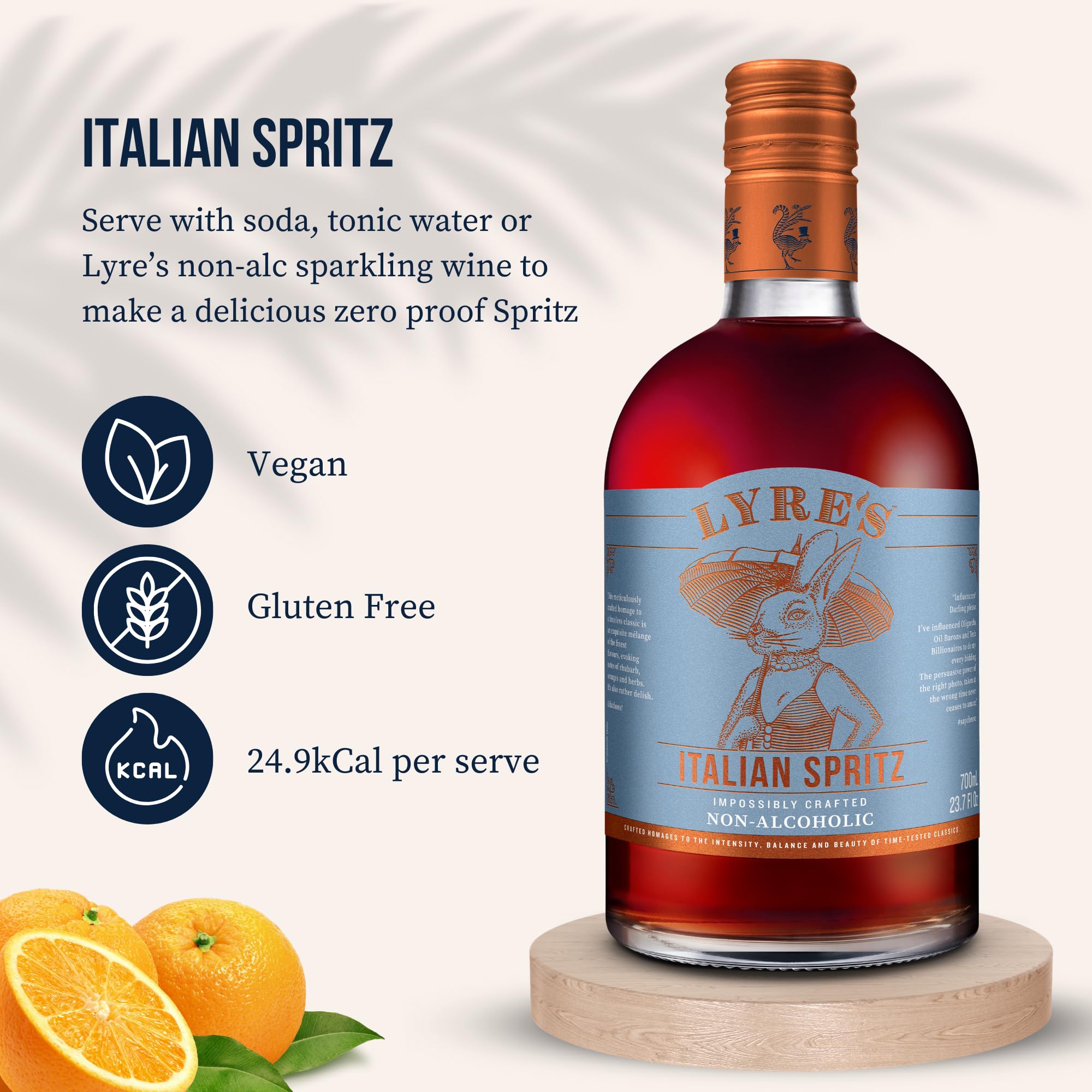 Lyre's Italian Spritz Premium Non Alcoholic Spirits, Mocktails & Nonalcoholic Drinks, Bitter Orange Style, 23.7 Fl Oz (Bottle with NEW Screw Cap, 23.7, Fl Oz)
