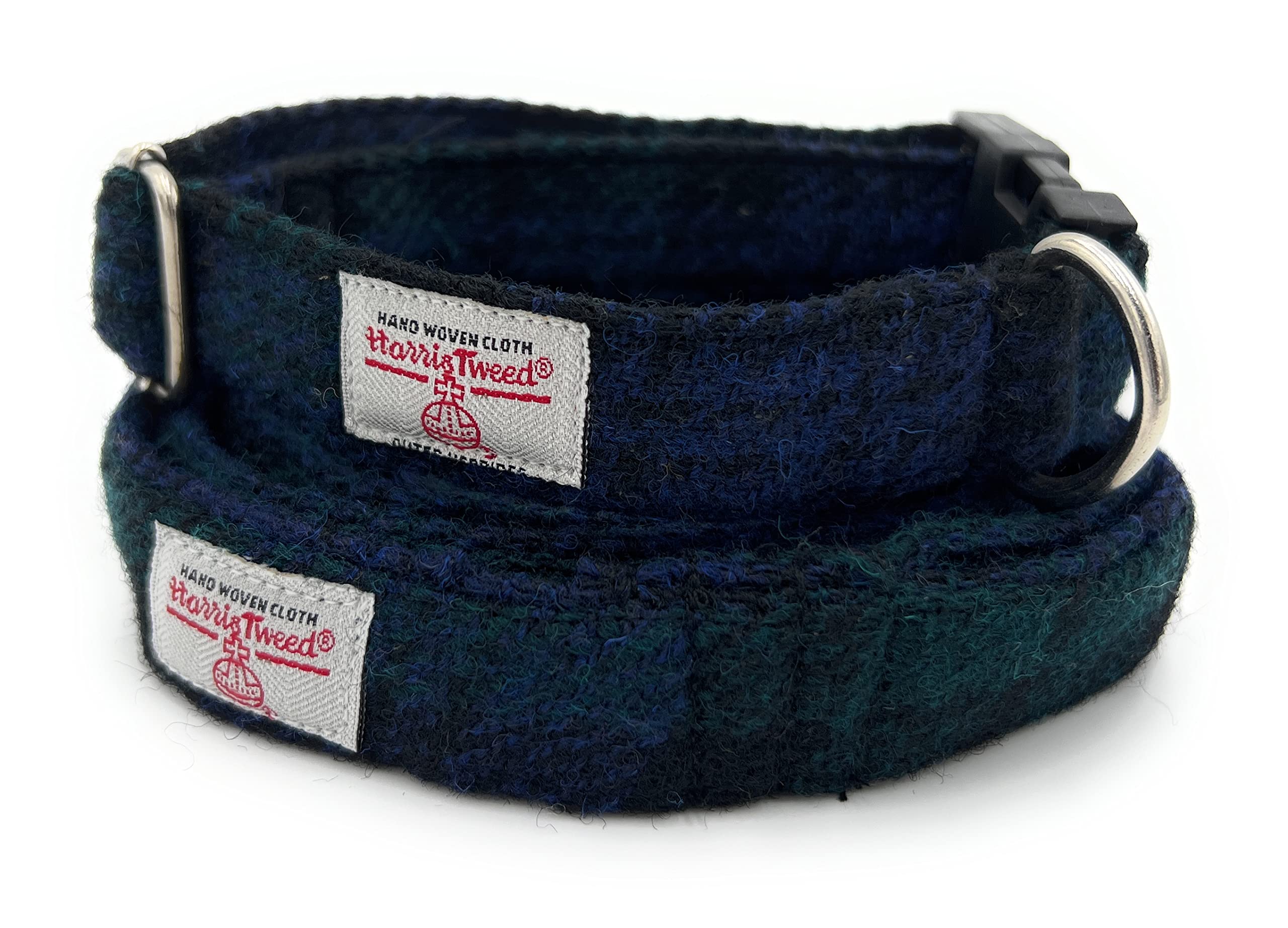 Harris Tweed Dog Collar And Lead Set Handmade (Black Watch, L) โ image 1
