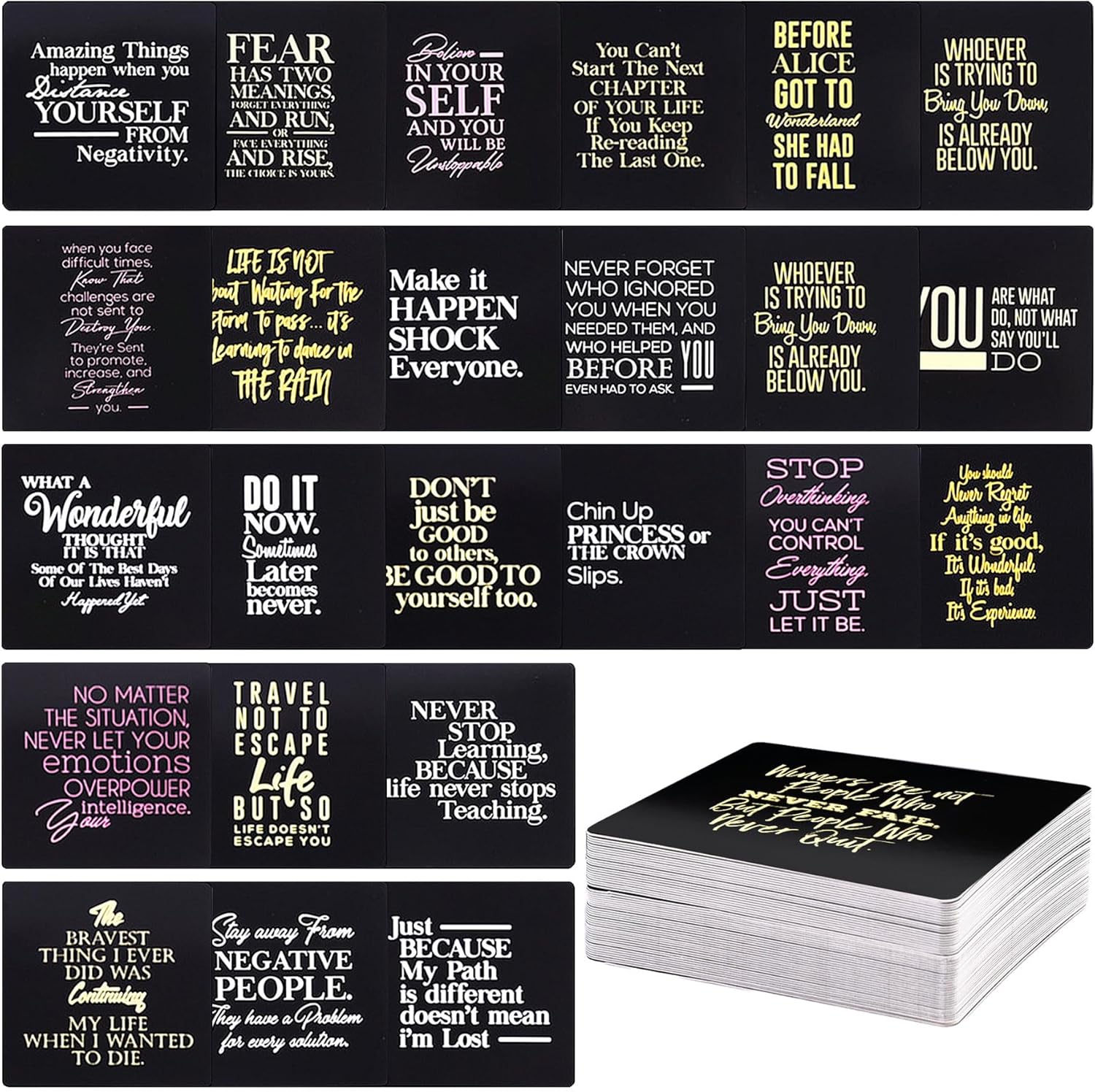 Knana 60Pcs Daily Affirmations Cards Affirmations cards for women, Affirmations Cards for Meditation Exercises, Inspirational Cards, Meditation Cards (Black)