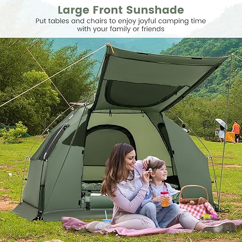 Miniatura 7 de Goplus Catre de Tienda de Campaña, Cama Plegable 5 en 1 con Colchón de Aire, Almohada, Saco de Dormir, Refugio de Tienda Elevado Impermeable, Catre