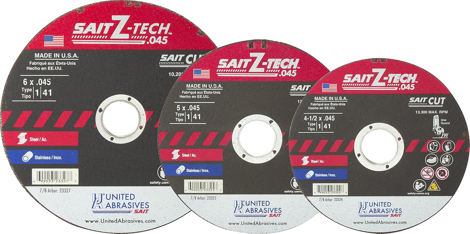 United Abrasives Z-Tech High Performance Cut-Off Wheels (Type 1/Type 41) 6" x .045" x 7/8", 50-Pack - Zirconium Grain, Compatible with Angle Grinder