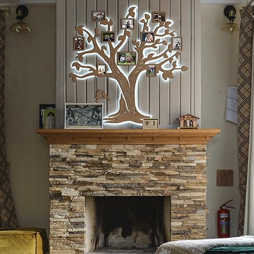 Miniatura 3 de 51x50" 3D LED Wood Family Tree Wall Stickers with Frame Pictures NEST Wall Decor Living Room Bedroom Home Decoration Family Wall Decor Decoraciones