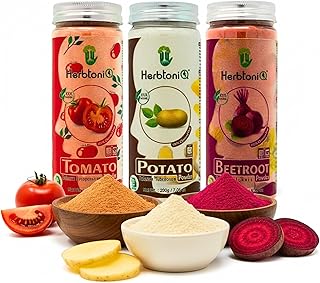 Herbtoniq Face Pack Powders for Glowing Skin, Tan Removal | Trio Combo Pack Goodness of Tomato Potato Beetroot Powder | Ideal for Brightening Skincare Mask for All Skin Types | Unisex (550g)