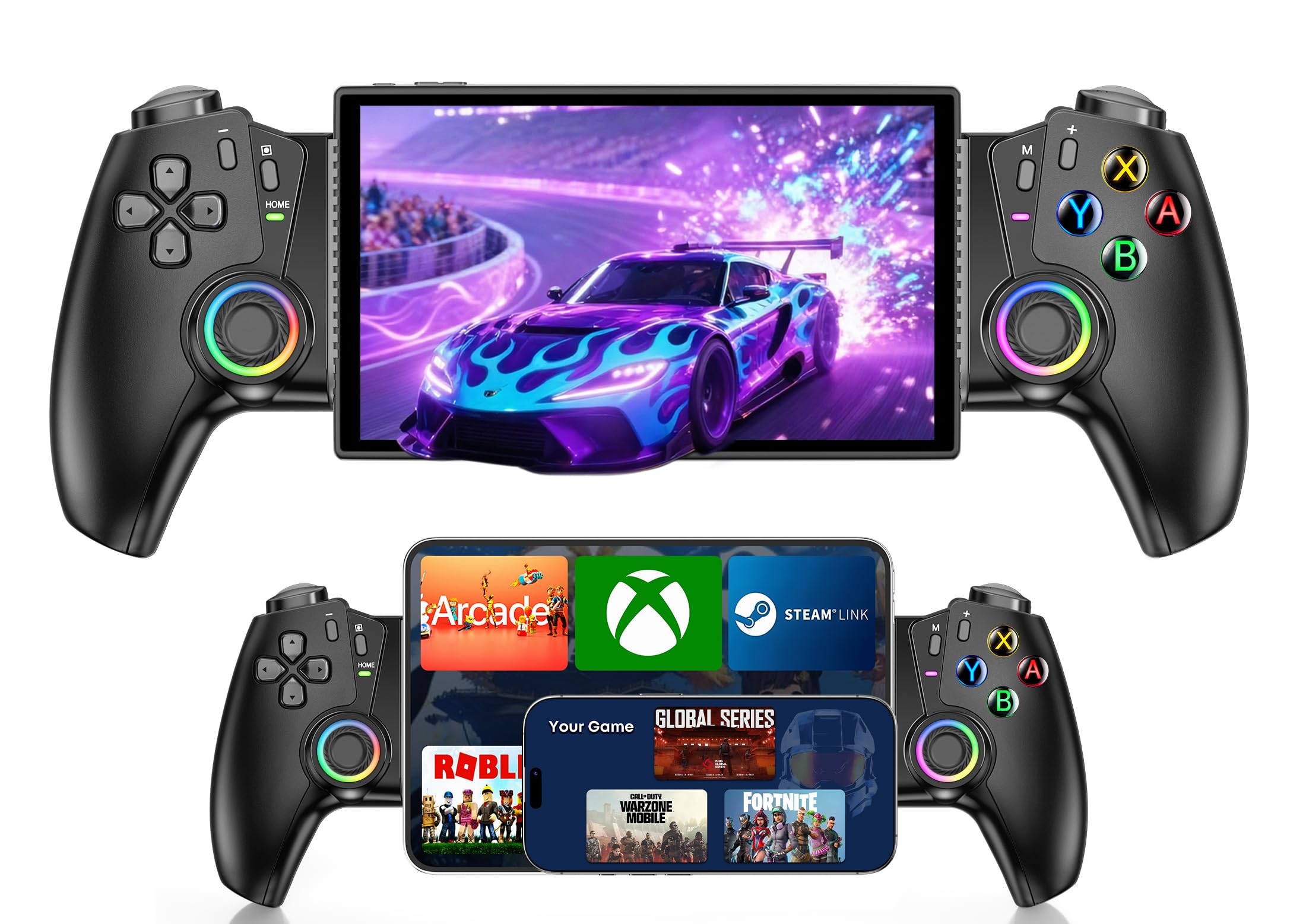 HELLCOOL Switch 2 Pro Controller for Nintendo Switch 2/OLED, Wireless Gamepad with Hall Effect Joystick, One-Piece Handheld Grip, High-Capacity Battery & RGB Lighting, Compatible with iOS/Android