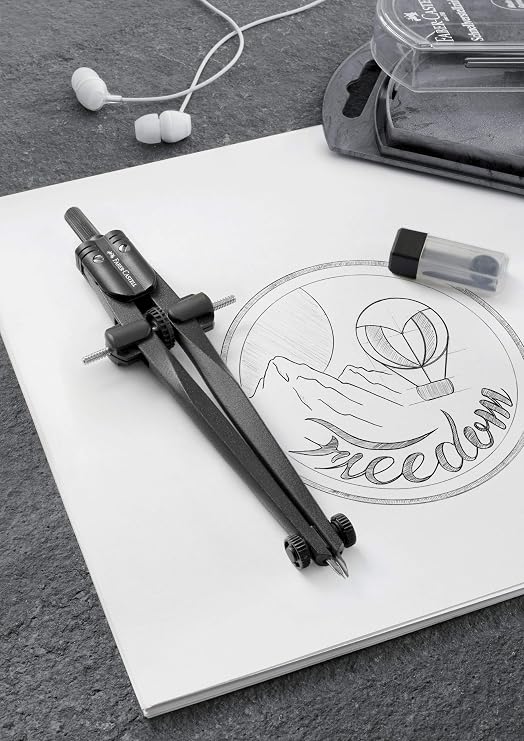 Faber-Castell Stream Quick-Set Compass - Black Stone, 174530