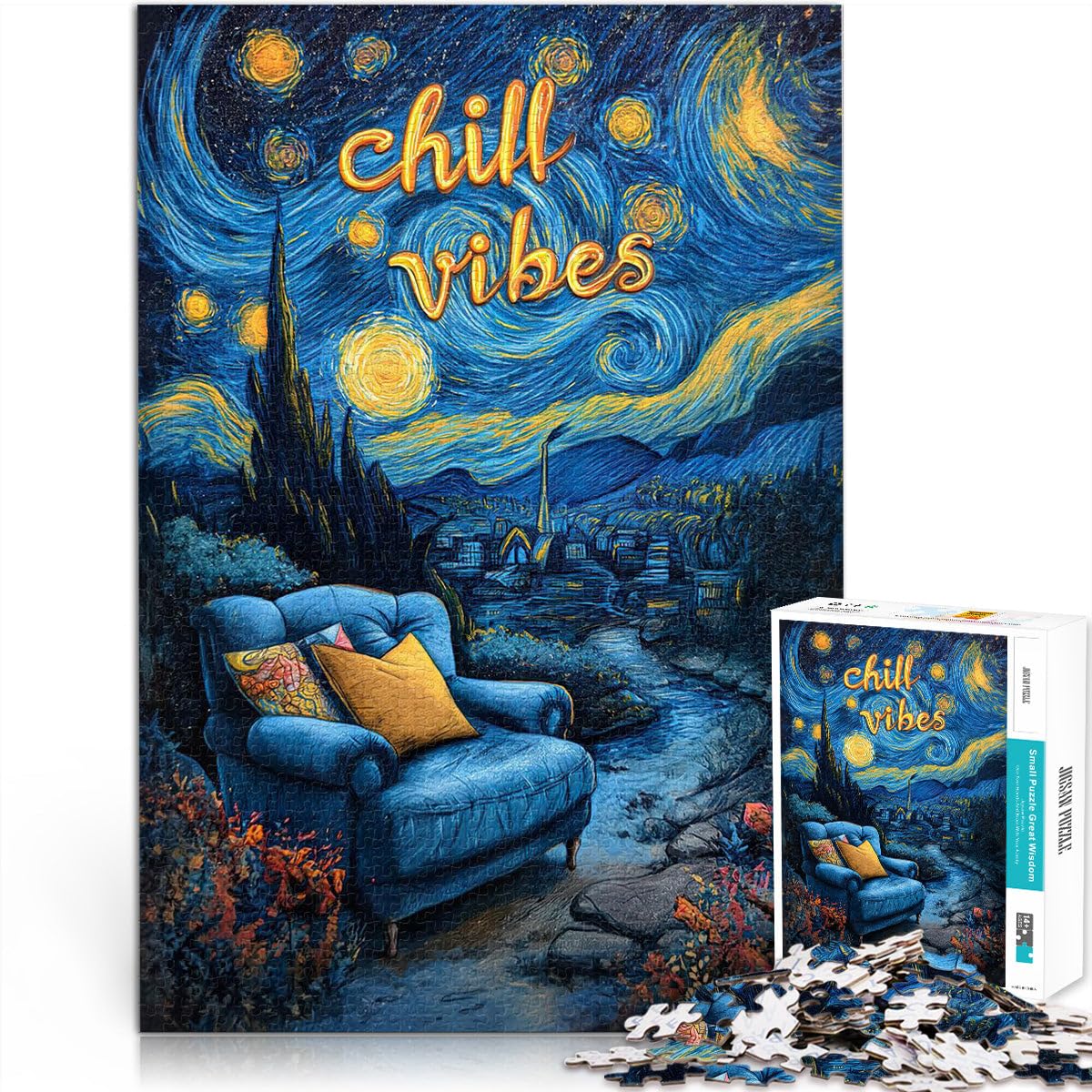 Puzzles pour Adolescents de 2000 pièces Ambiance relaxante de Nuit étoilée Jeu de Quiz est idéal comme Cadeau pour Toute la Famille 70x100cm