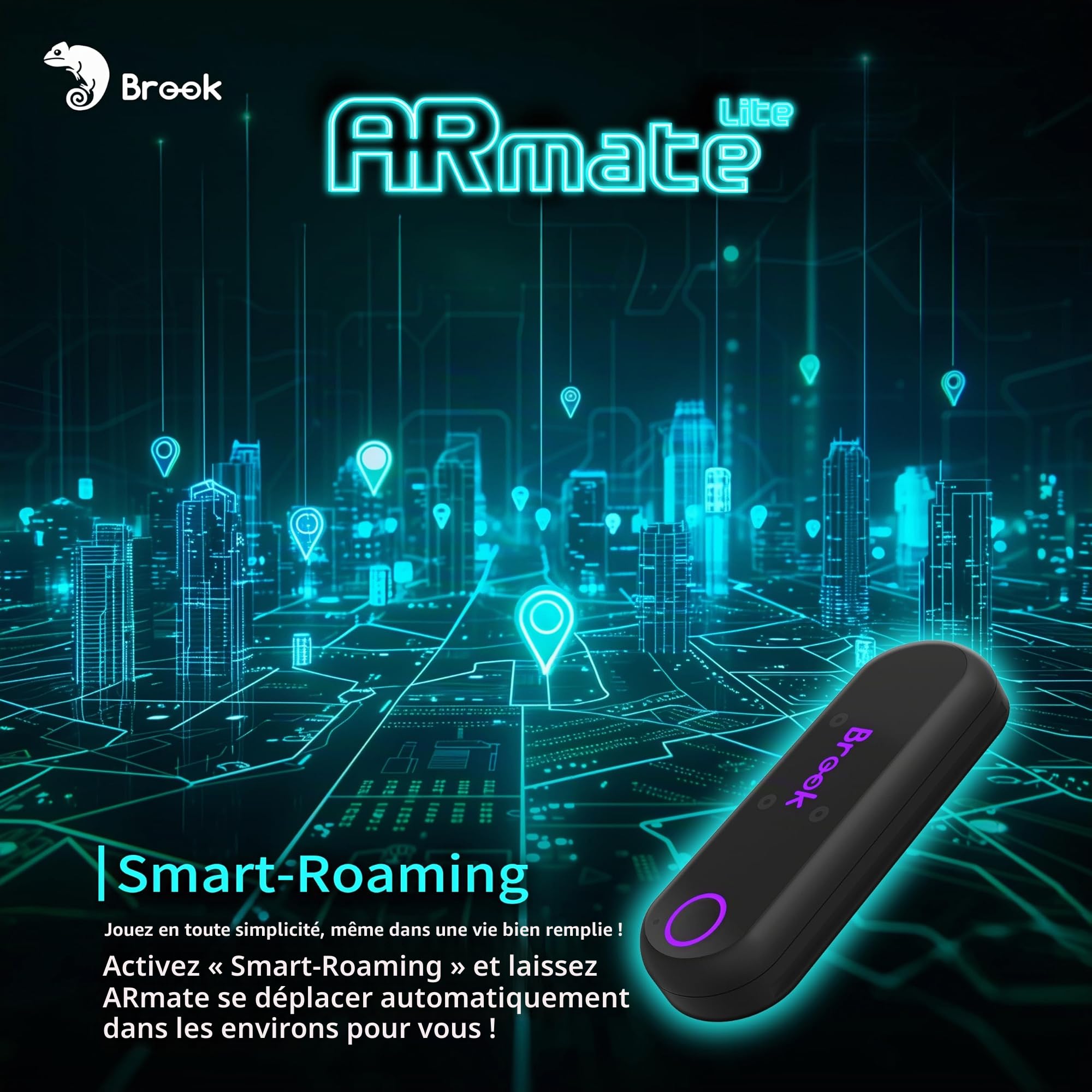 Brook AR Mate Lite Auto Catcher pour Pokémon GO, Mini Dispositif Bluetooth Auto Catch et Auto Spin, GPS Walker Smart Roaming pour Jeux AR, Accessoire Portable avec contrôle Via Application iOS