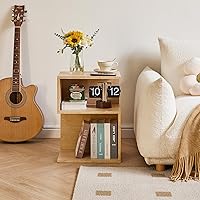 Vista 6 de IBUYKE S-Shaped Nightstand, 3-Tier Wood Nightstand with Open Storage, Minimalist End Table for Small Spaces, Easy Assembly, Bedside Table for