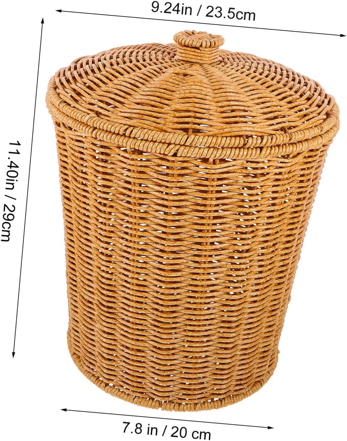 Zerodeko Woven Laundry Hamper with Lid, Plastic Clothes Basket Dirty Clothing Organizer, Handheld Storage Bin for Bedroom and Bathroom Use image 2