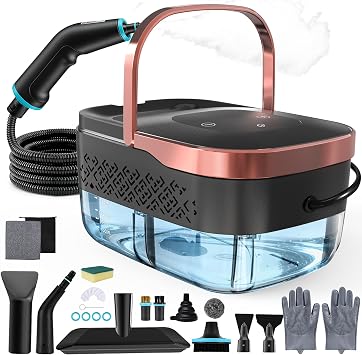 Steam Cleaner, 4 Bar High Pressure Steamer with 6-Level Adjustable, 15s Heat-Up, 1250ML Large Tank, 7ft Extended Hose, 18 pcs Accessories for Home, Car, Tile, Grout, Grease