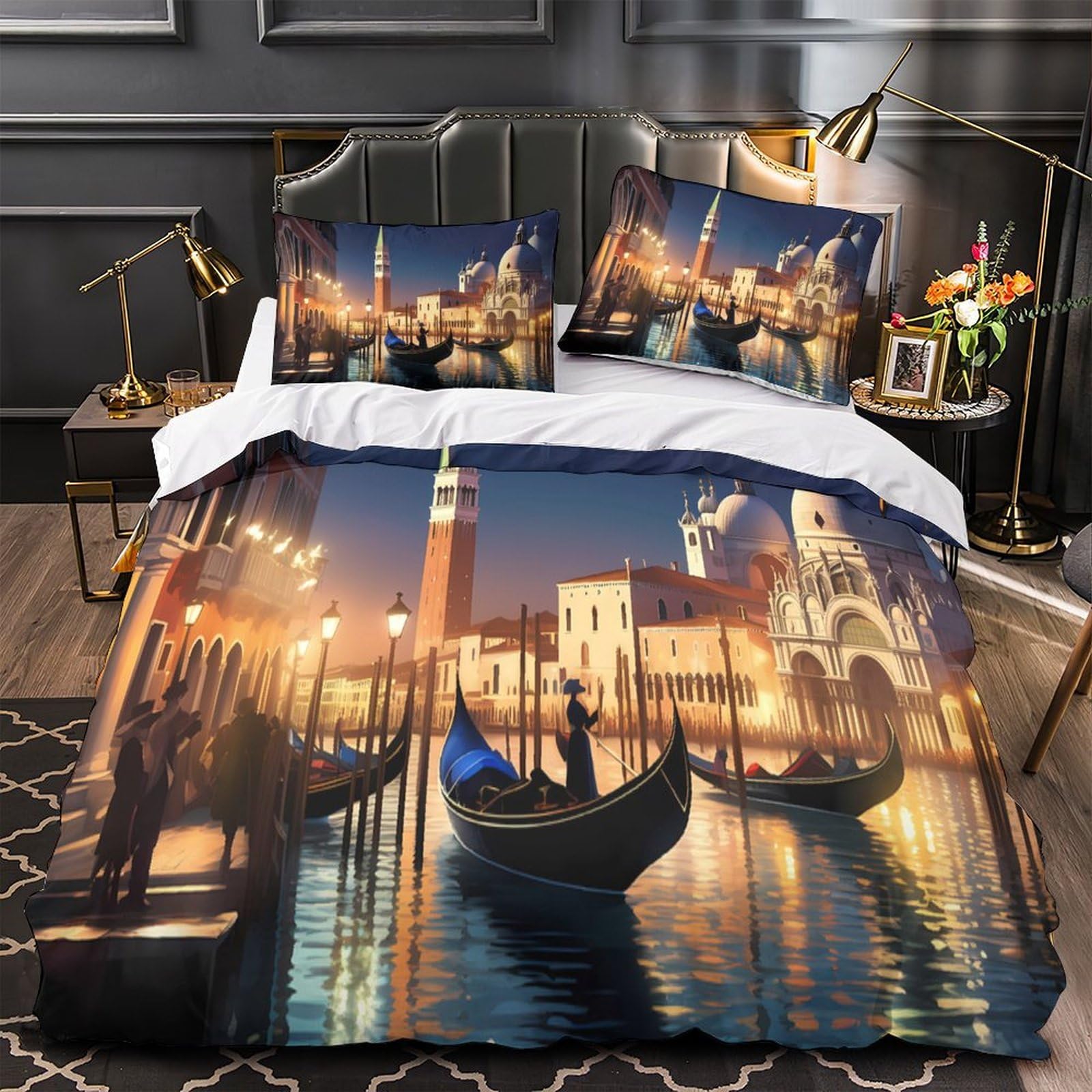 Ensemble de literie microfibre facile à laver lit King Venicenight