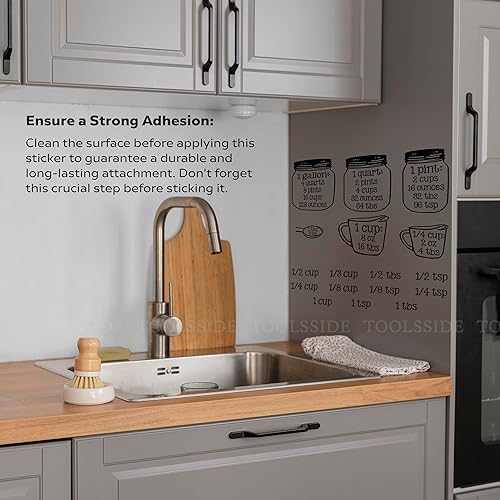 Miniatura 5 de TOOLSSIDE Medidas de la cocina. Conversor de medidas para productos a granel - Calcomanías de vinilo para cocina - Conversor de medidas métricas.