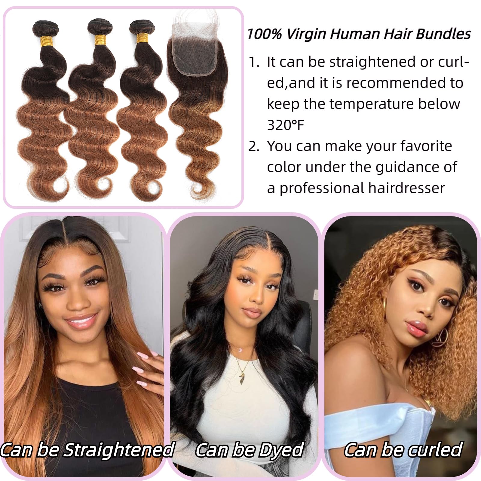 Two toned brazilian body wave Hair Amazon.com : Body Wave Bundles Human Hair 2Tone Ombre  main image 2