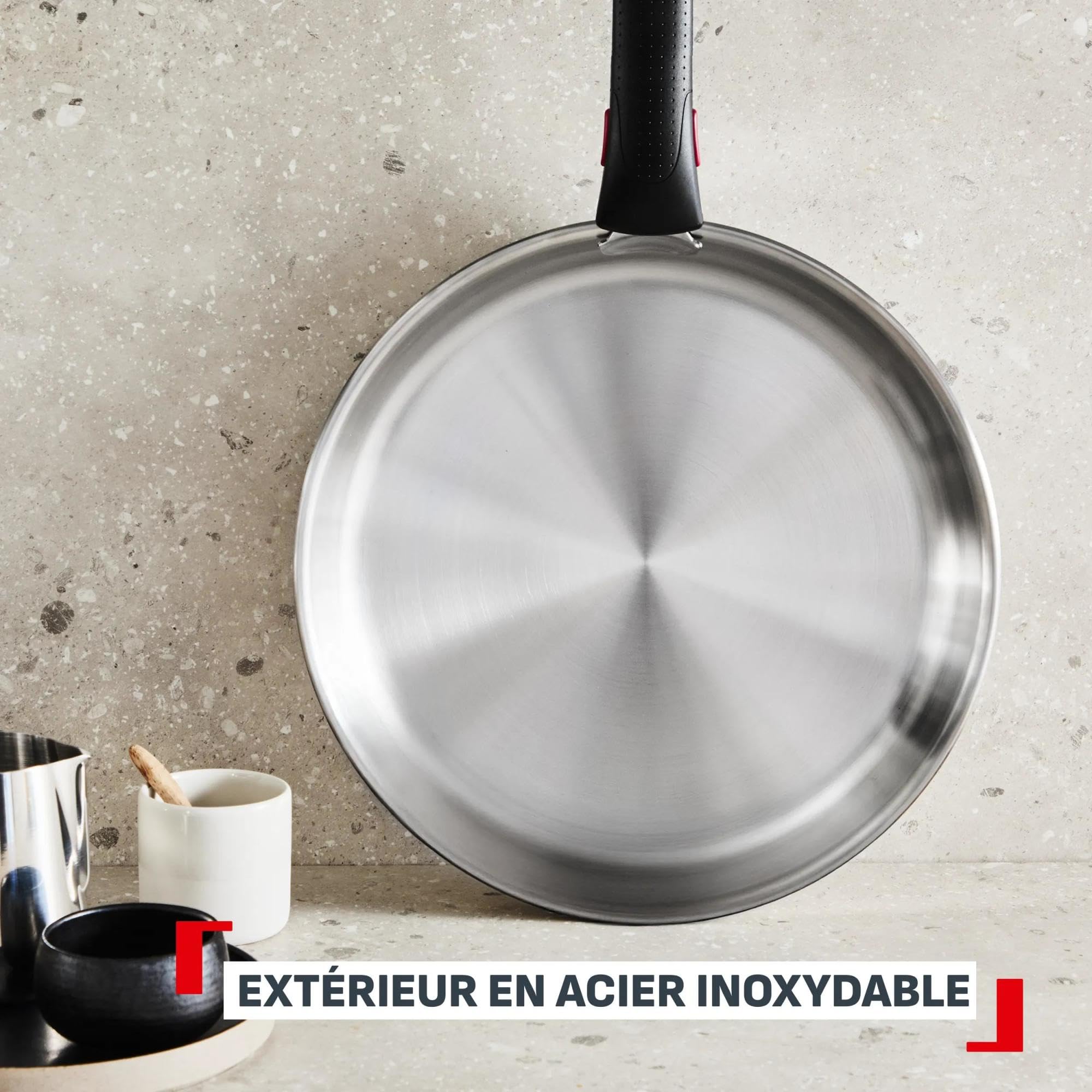 INGENIO COMFORT MAX ON, set 8P, uncoated | Fond extra résistant, peu encombrant, tous types de feux, poignée sûre, nettoyage sans effort, acier inoxydable, L968S834