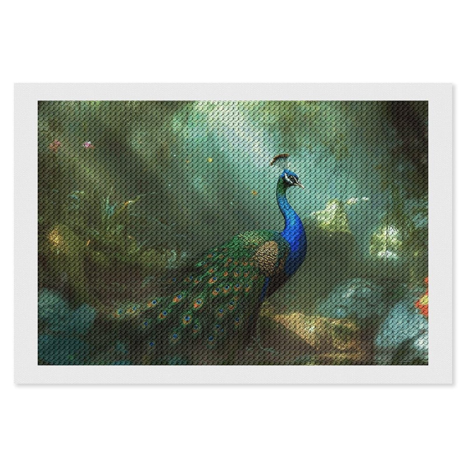 NONHAI Diamond Painting Kits for Adults - DIY Diamond Art Kits for Beginners - Full 5D Paint Drill Diamond Dots Paintings- Peacock Diamonds Pictures Gem Art and Craft Wall Decor 8"x12"
