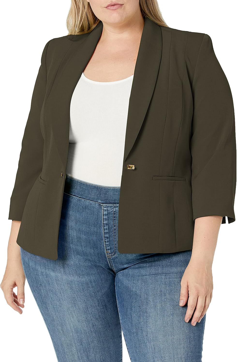 Kasper Women's 1 Button Stretch Crepe Jacket at  Women’s Clothing store