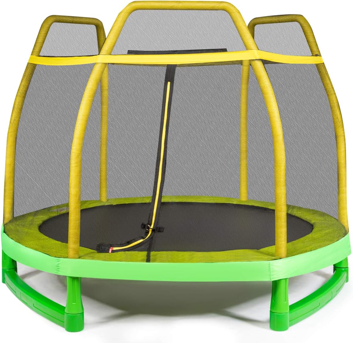 Giantex 7 Ft Kids Trampoline w/Safety Enclosure Net, Spring Pad, Zipper, Heavy Duty Steel Frame, Mini Trampoline for Indoor/Outdoor, Supports up to 220 Pounds, Great Gifts for Kids