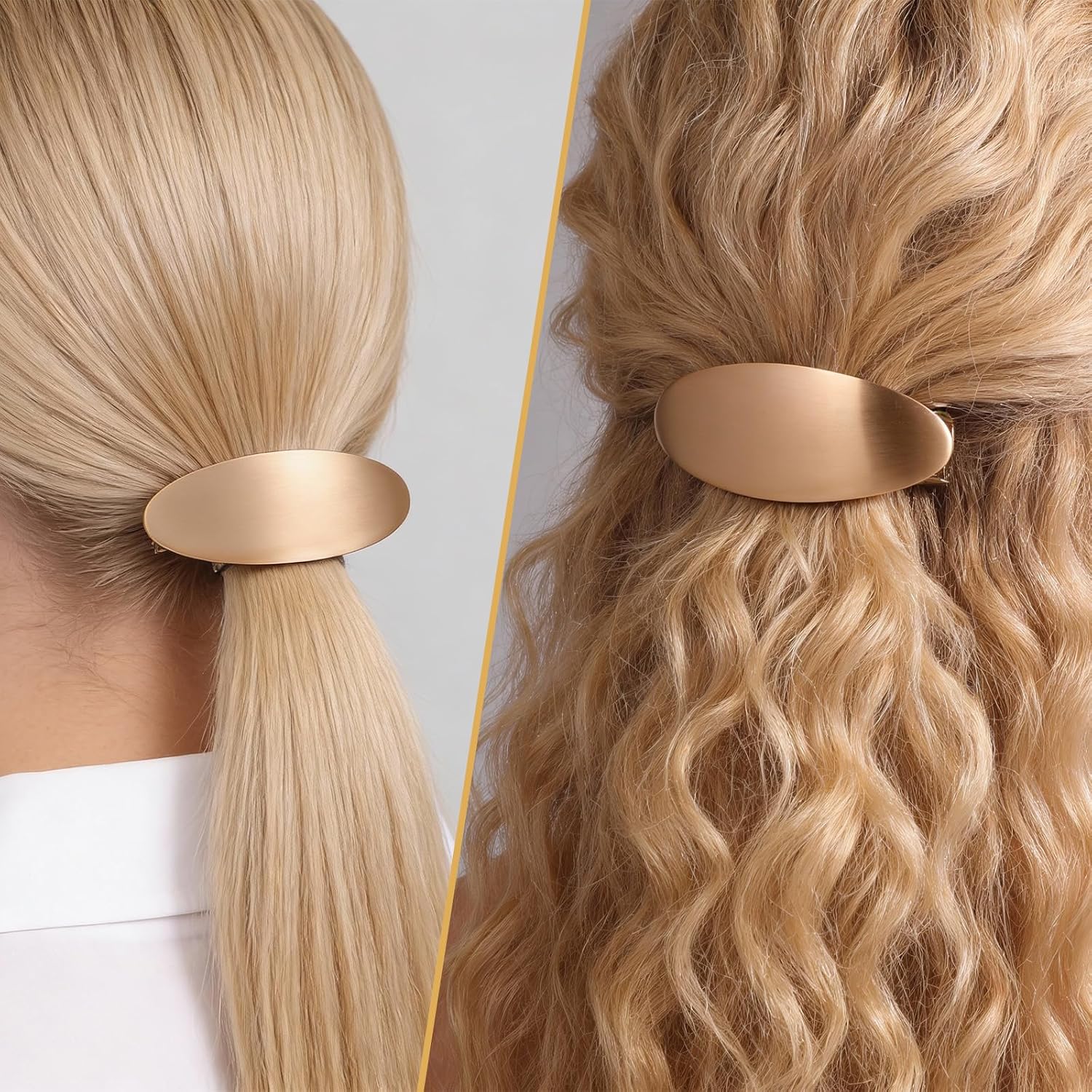 TIESOME Pack of 2 Oval Metal French Hair Clips image 5
