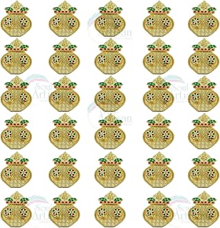 Kumbam Double Kumkuma Holder Chimil Box - Plastic Golden Metallic Color(Pack of 30) - Decorative Art Design Tilak Daani, Sindoor for Women Return Gift, Diwali, Weddings, Pooja
