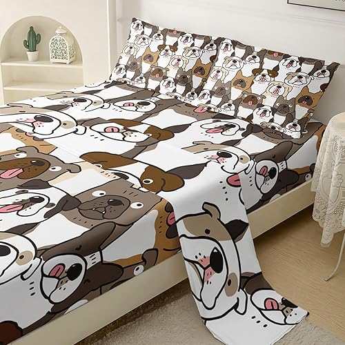 Miniatura 4 de QOOMO Juego de sábanas de perro Kawaii para niños, juego de sábanas de 16 pulgadas de profundidad de dibujos animados para niños, niñas, niños y