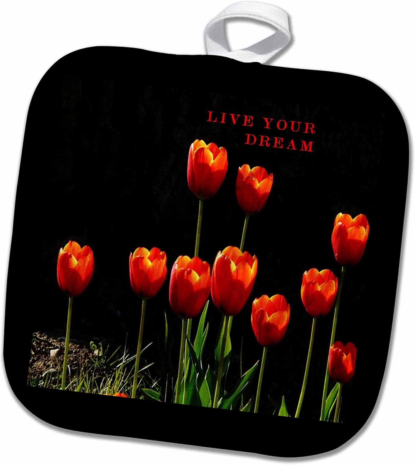 3D Rose N Floral Party Pot Holder, 8" x 8", Red, Yellow, Orange