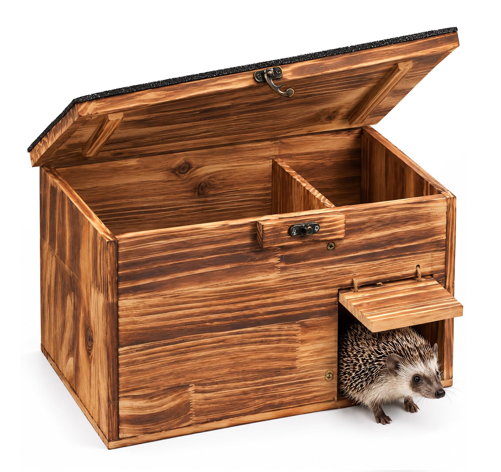 Homewit XXL Igelhaus aus Holz mit Boden, Igelhütte 45 cm für Garten & Natur