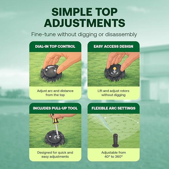 Rain Bird 5000 Rotor with Nozzle Tree 4 Pack (5000RCTREE) + Rotor Screwdriver Tool (CPRTOOL) - 3/4 inch Inlet for Water Efficient 4 inch Pop Up, Adjustable 40 - 360 Degree Arc & 25 - 50 ft Radius