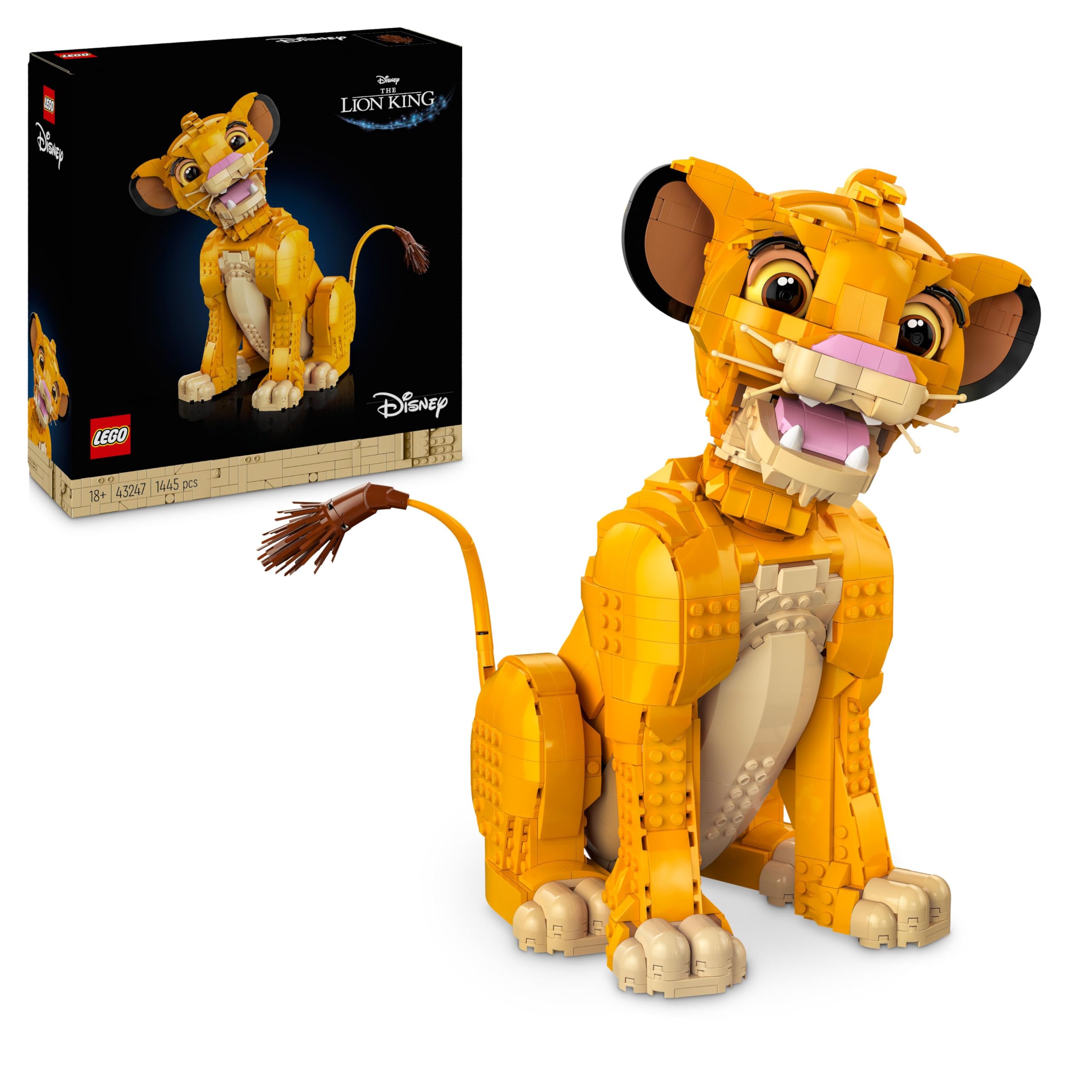 ǀ Disney Young Simba the Lion King - Collectible Animal Figure Building Set - Nostalgic Gift for Mothers - Home or Office Décor Model Kit for Adults - 43247