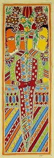 NOVICA Village Lasses Ii Madhubani Painting