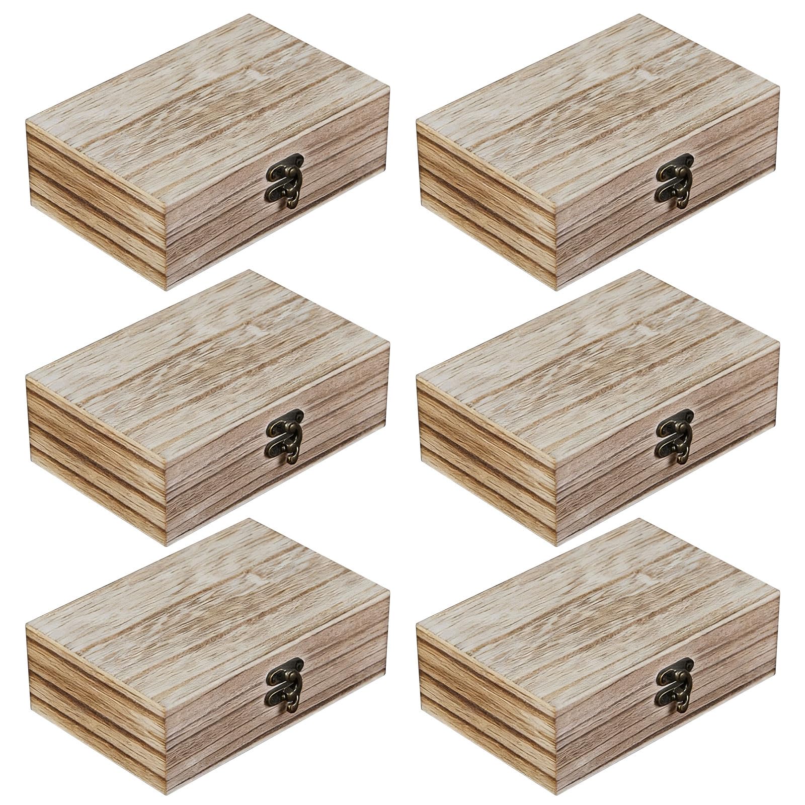 6 Pezzi Piccole Scatole in Legno 15x10x5cm Cassette Legno Vintage con Coperchio Scrigno Legno Portaoggetti Rettangolare per Decorazione Fai da te e Gioielli Conservazione